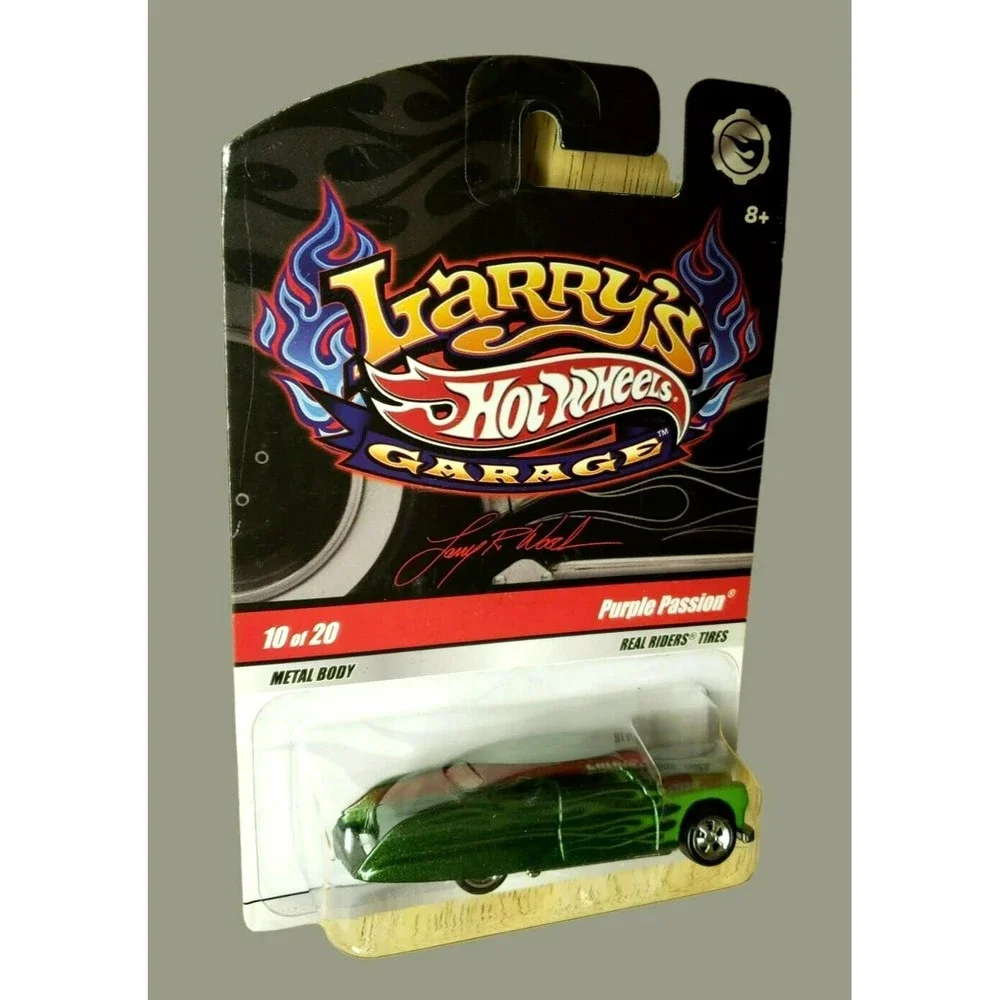 2009 Mattel Hot Wheels Larry's Garage Purple Passion 10/20 Green/Flame 1:64 MIP